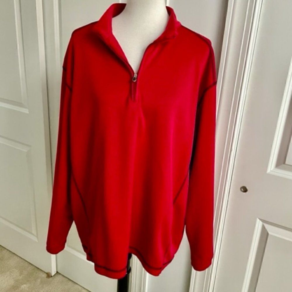 Men's Pebble Beach Red Performance Pullover Quarter Zip Sweater Sweatshirt XL
